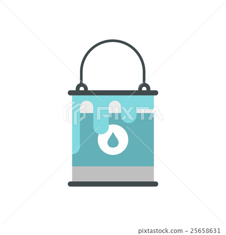 Bucket with blue paint icon, flat style 25658631