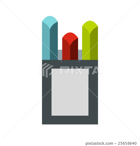 Colorful chalks in carton box icon, flat style Colorful chalks in carton box icon, flat style 25658640