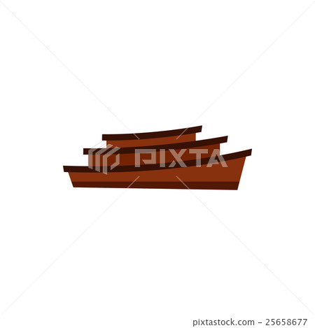Wooden boats icon, flat style 25658677