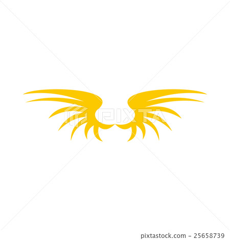 Two yellow wing birds icon, flat style - Stock Illustration [25658739 ...
