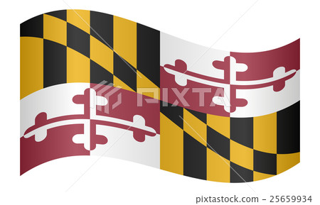 Flag of Maryland waving on white background - Stock Illustration ...