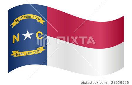 Flag of North Carolina waving on white background 25659936