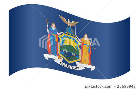 Flag of New York state waving on white background Flag of New York state waving on white background 25659942