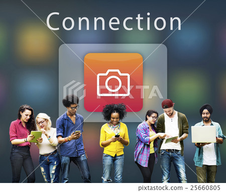 Digital Media Connection Camera Icon Concept Digital Media Connection Camera Icon Concept 25660805