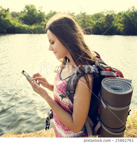 Explore Adventure Backpacker Hiking Trek Travel Concept Explore Adventure Backpacker Hiking Trek Travel Concept 25662761