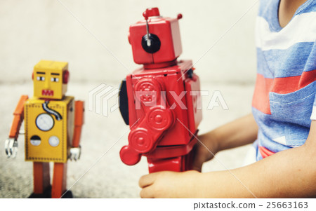 Boy Playing Robot Enjoyment Leisure Fun Concept 25663163