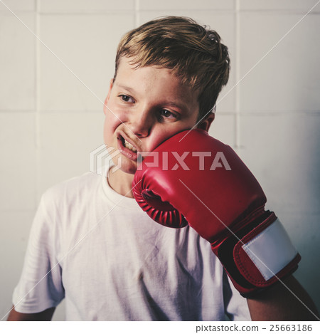 Boy Training Boxing Exercise Movement Concept Boy Training Boxing Exercise Movement Concept 25663186