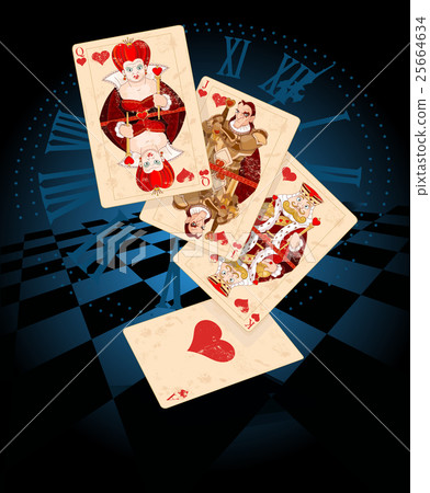 圖庫插圖: hearts play cards