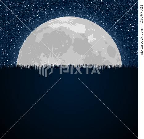 Full Moon. Star. Night Starry sky. Grass. Full Moon. Star. Night Starry sky. Grass. 25667922