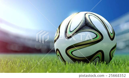 modern soccer ball in grass. 3d rendering 25668352