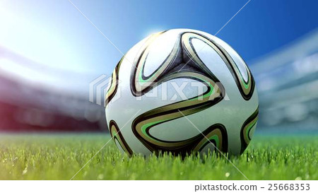 modern soccer ball in grass. 3d rendering 25668353