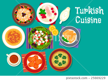 Turkish cuisine traditional dishes icon 25669229
