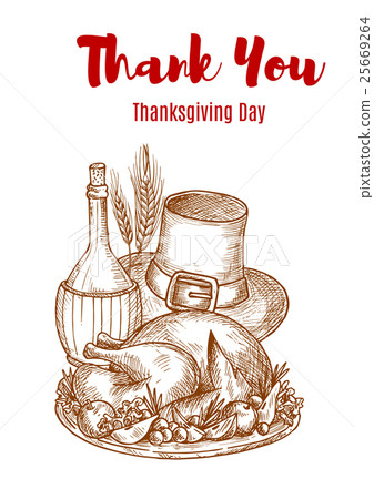 Thank You Thanksgiving greeting card sketch Thank You Thanksgiving greeting card sketch 25669264