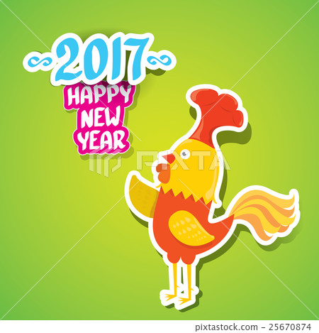 vector new year 2017 with cartoon funny rooster vector new year 2017 with cartoon funny rooster 25670874