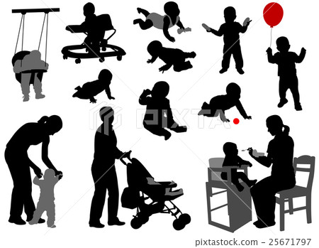 babies and toddlers silhouettes 25671797