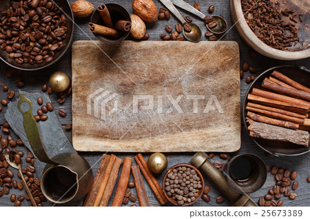 Wooden background with turkish coffe 25673389