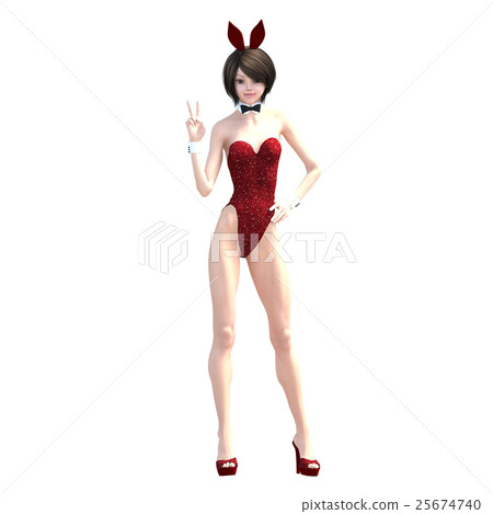 可愛的兔女郎perming3DCG插圖素材 可愛的兔女郎perming3DCG插圖素材 25674740