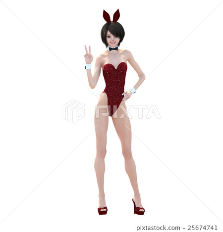 Cute bunny girl perming3DCG illustrations material 25674741