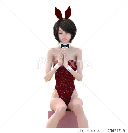 Cute bunny girl perming3DCG illustrations material 25674749
