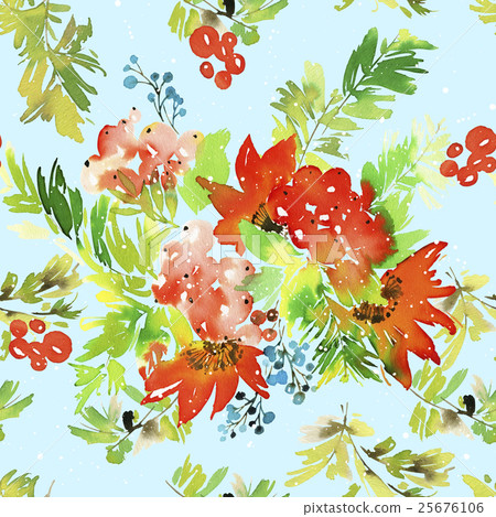 Watercolor seamless Christmas pattern - Stock Illustration [25676106 ...