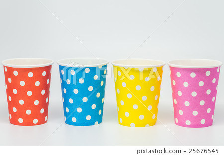 Sequence of Colorful paper cup on white background Sequence of Colorful paper cup on white background 25676545