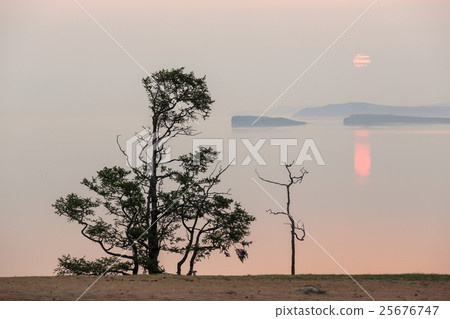 Sunrise on the lake Baikal, Irkutsk region, Russia 25676747