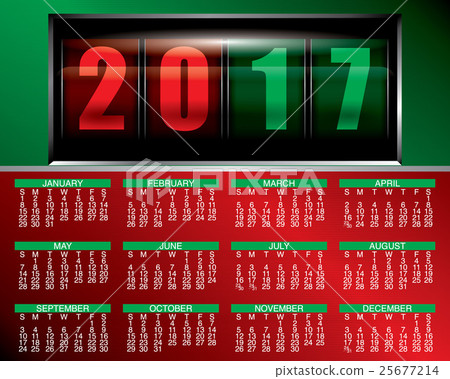 2017 Calendar, 12 Months, vector 2017 Calendar, 12 Months, vector 25677214