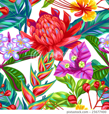 Seamless pattern with Thailand flowers. Tropical 25677400