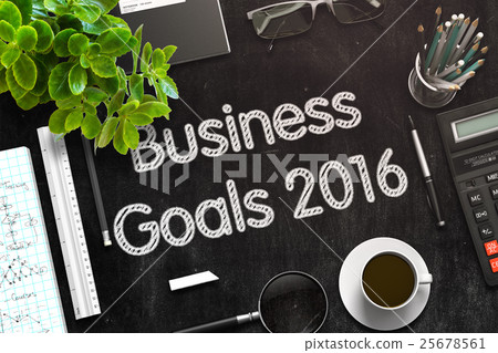 Black Chalkboard with Business Goals 2016. 3D Black Chalkboard with Business Goals 2016. 3D 25678561
