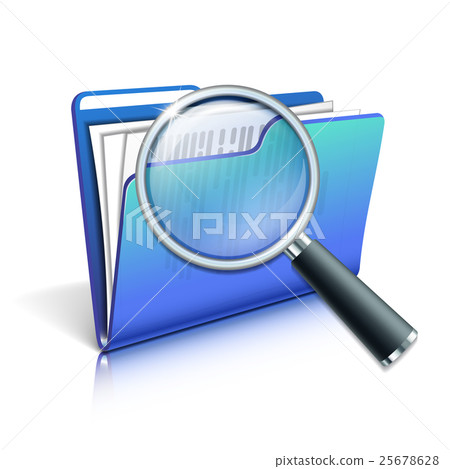Magnifying glass over the blue folder Magnifying glass over the blue folder 25678628