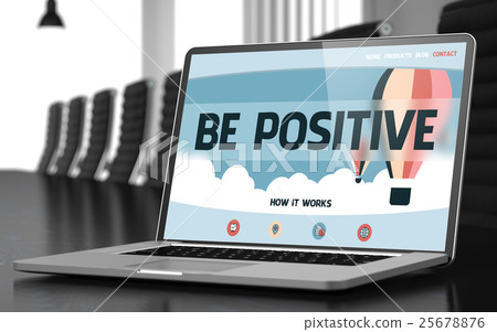 Be Positive on Laptop in Conference Hall. 3D. 25678876