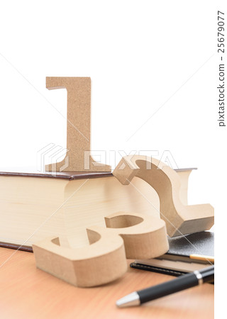Book and number 123 learning procedure Schedule White background 25679077