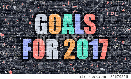 Multicolor Goals for 2017 on Dark Brickwall 25679256