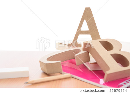 Books and alphabet ABC learning procedures English learning image White background 25679554
