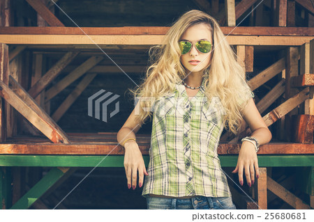 Portrait of a Street Style Fashion Hipster Girl 25680681