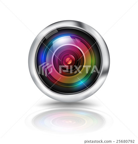 Colorful camera lens on white background. 25680792