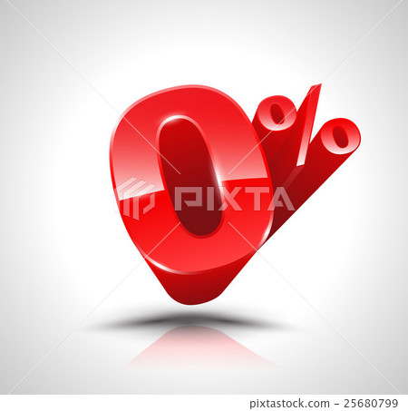Red zero percent or 0 % isolated 25680799