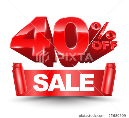 40 percent off sale red ribbon banner roll.  25680809