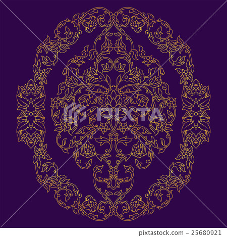 Vector ornate oval element in Eastern style 25680921
