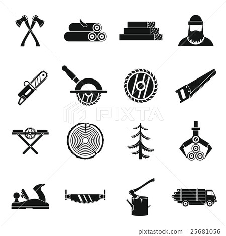 Timber industry icons set, simple style Timber industry icons set, simple style 25681056