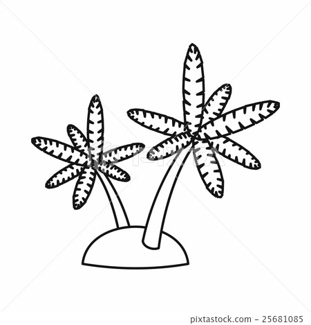 Palm trees on island icon, outline style Palm trees on island icon, outline style 25681085