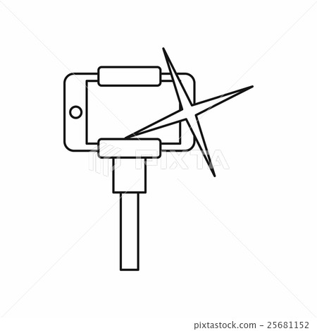 Taking pictures on smartphone on selfie stick icon 25681152