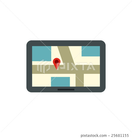 Tablet with a map of area icon, flat style Tablet with a map of area icon, flat style 25681155