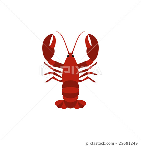 Boiled red crayfish icon, flat style Boiled red crayfish icon, flat style 25681249