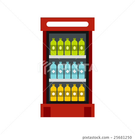 Fridge with drinks icon, flat style Fridge with drinks icon, flat style 25681250