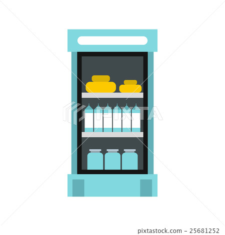 Refrigerator with products in store icon Refrigerator with products in store icon 25681252