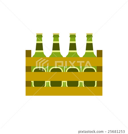 Pack of beer bottles icon, flat style 25681253