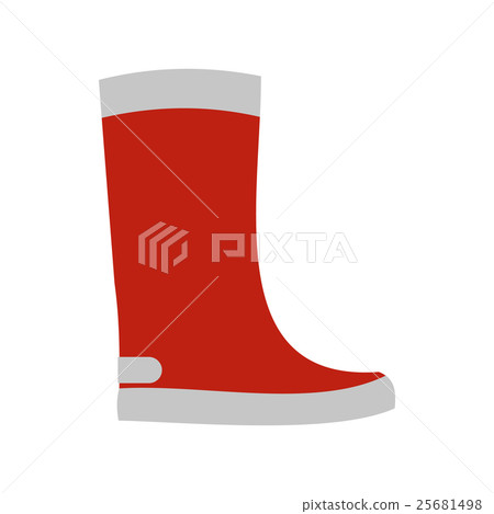 Red rubber boot icon, flat style 25681498