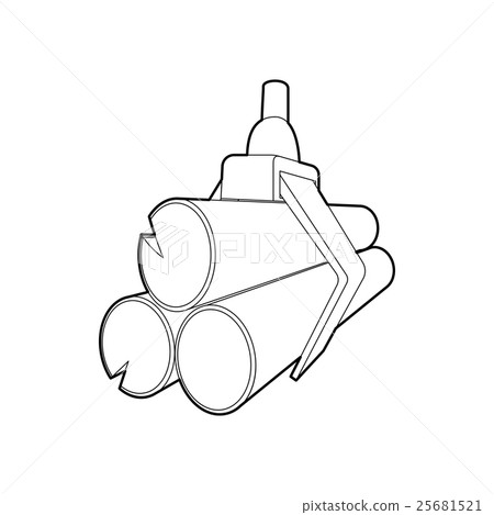 Hydraulic crane with log icon, outline style Hydraulic crane with log icon, outline style 25681521