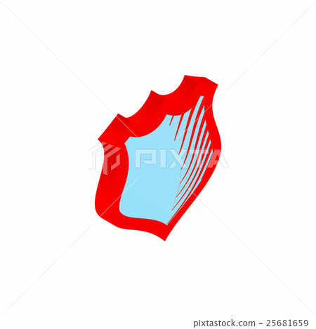 Metallic striped shield icon, isometric 3d style 25681659